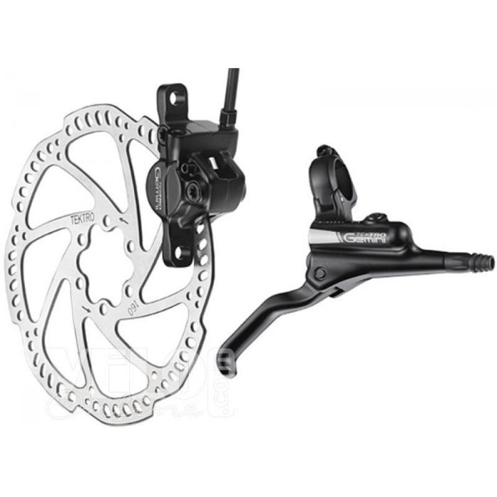 The front hydraulic disc brake Tektro HD-M500-F Geminy, hydraulic lines 800mm long, black