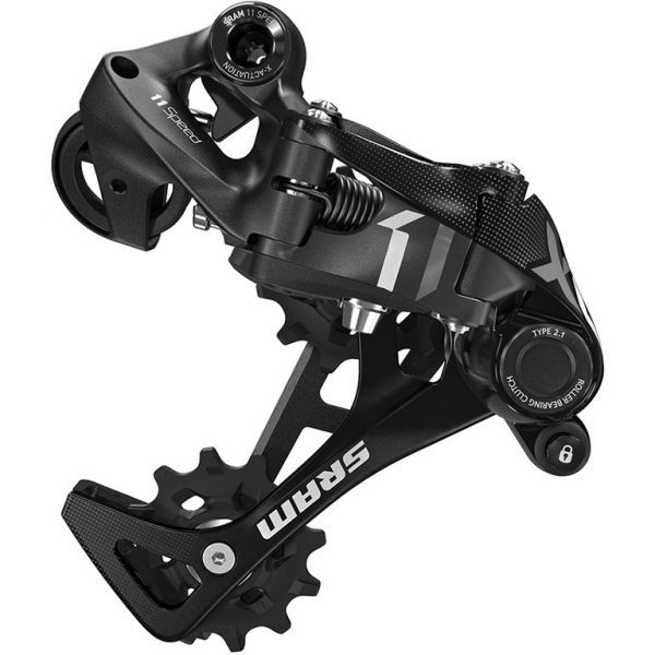 The rear derailleur SRAM X01 TYPE 2.1 11 black speeds