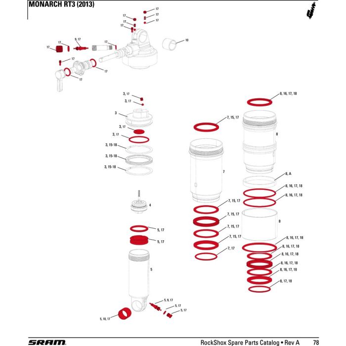 ROCKSHOX Service Kit Complete for Monarch RT3 2013 11.4118.015.000