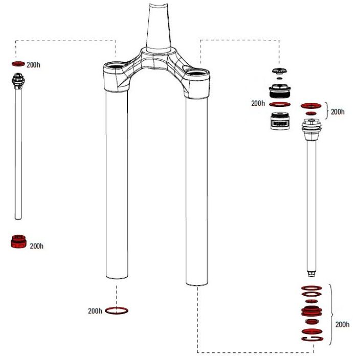 Repair kit for forks service kit ROCKSHOX Lyrik - Pike 29+ Dual Air Position