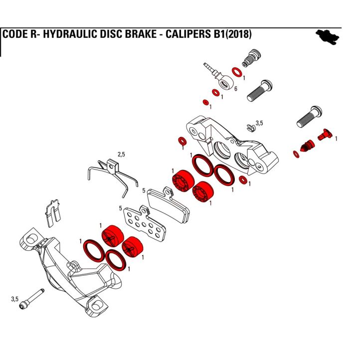 SRAM Piston Kit for CODE R B1/RSC A1 Disc Brake Calipers 16mm 15mm 11.5018.020.007