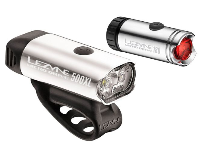 Set lights Lezyne Micro Drive 500XL / Micro PAIR Silver