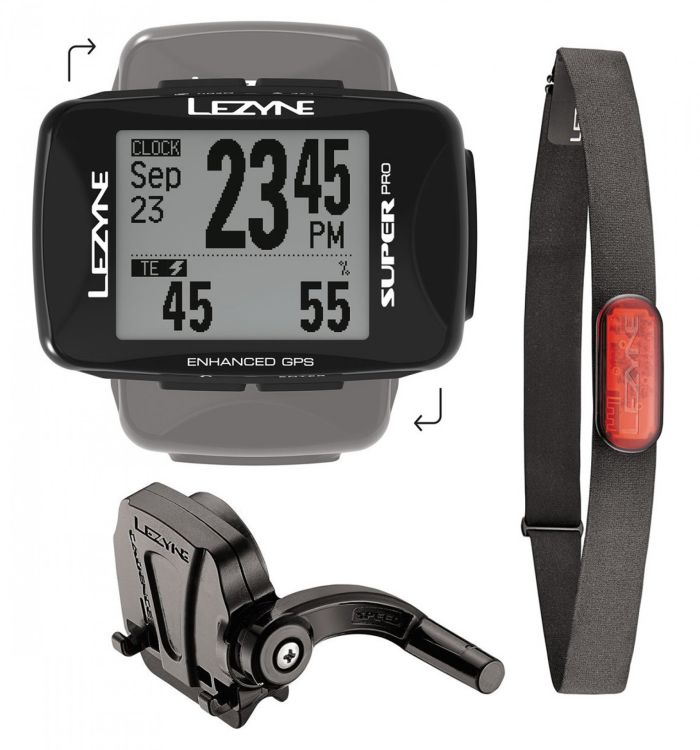 Bike Computer LEZYNE SUPER PRO GPS HRSC LOADED Black