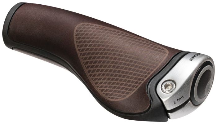 ERGON GP1 BioLeder Grips Brown Silver Clamps