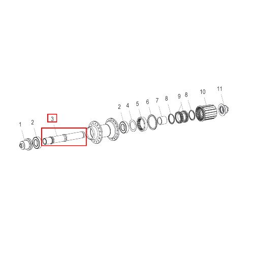 the hub axle DT Swiss Universal Axle with 12mm ID for 240, 350 and 440 hubs HCCXXX00S2216S