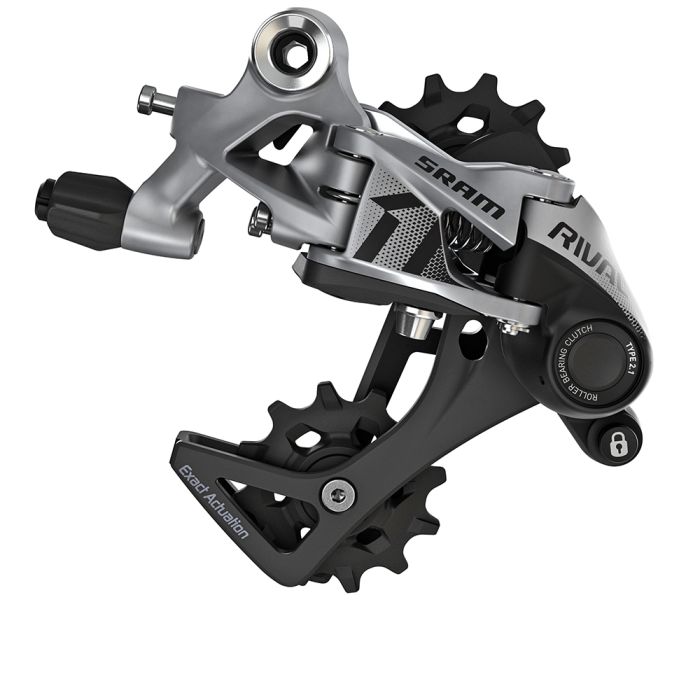 The rear derailleur SRAM RIVAL1 Medium Cage 11 speeds