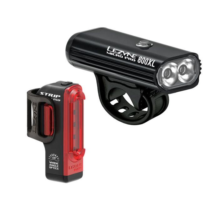 LEZYNE Light Set MICRO 800+/STRIP 300+ PAIR Black Matt / Matt