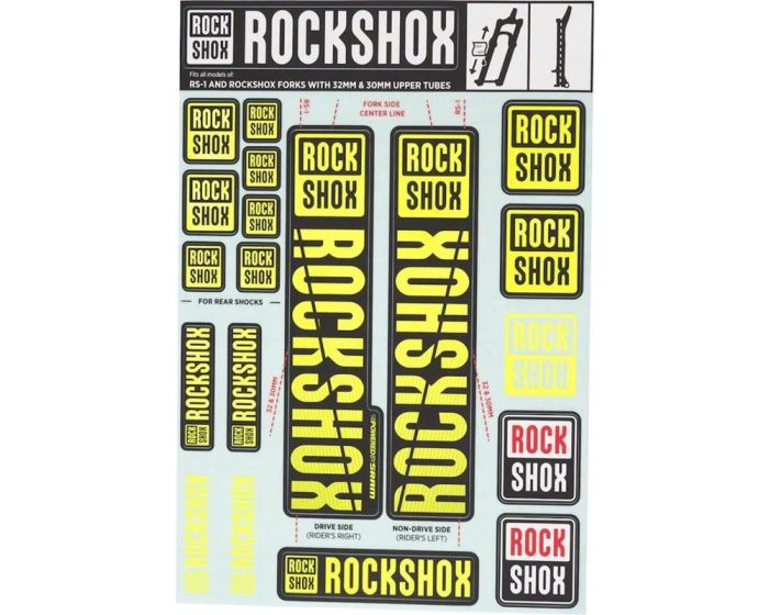 ROCKSHOX Fork Decal Kit 30/32/RS1 NE01 Yellow 11.4318.003.498