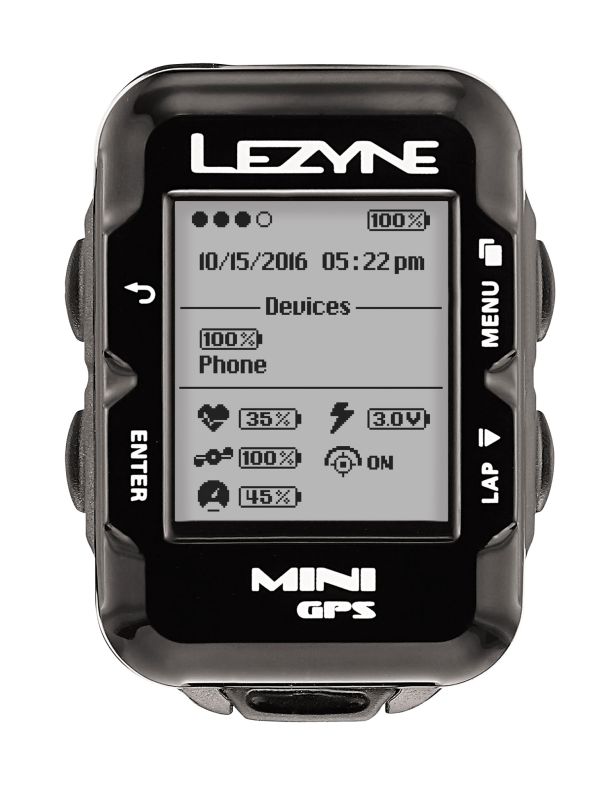 Bike computer with GPS LEZYNE MINI HR LOADED + Heart Rate Monitor Black