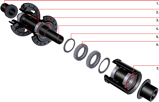 Bushing rear DT SWISS 350 12mm 148mm Boost Shimano 6-bolt 32h