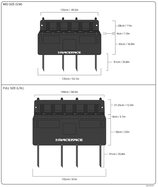 RACE FACE T2 Tailgate Pad Infemo Full LG/XL RFFB061018