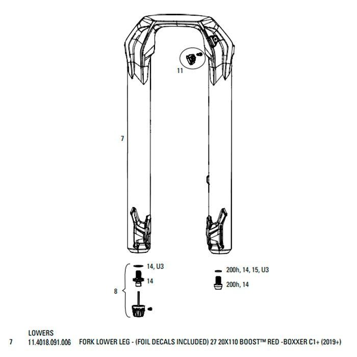 ROCKSHOX Fork Lower Leg 27.5 BoXXer C1 2019+ Boost Ultimate 11.4018.091.006