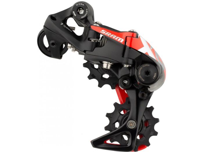 The rear derailleur SRAM X01DH 7 ck Short Cage Red 00.7518.128.000