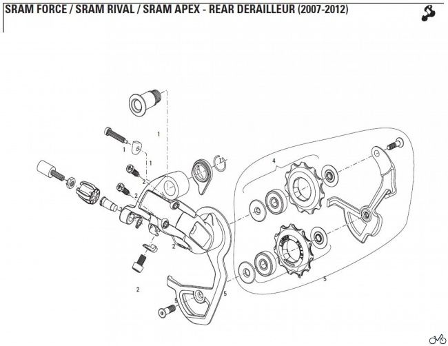 SRAM Force Medium Rear Derailluer Cage Pulley Kit 11.7515.033.050